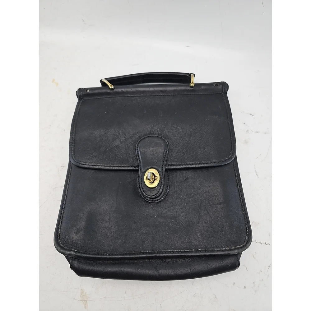 Hunt Club Vintage Black Leather Satchel Bag